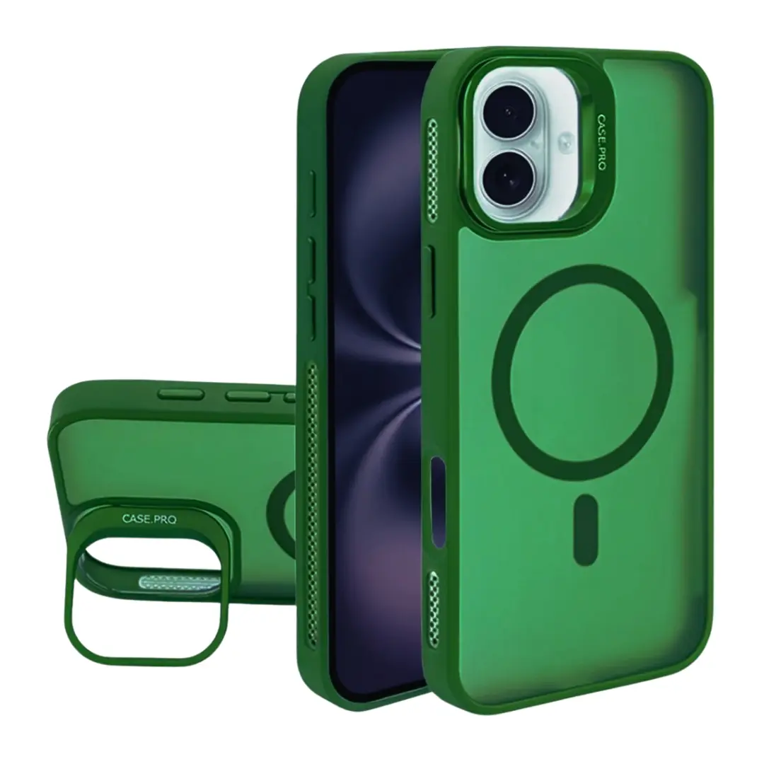iPhone 17 MagSafe Smoke Camera Stand Case Green